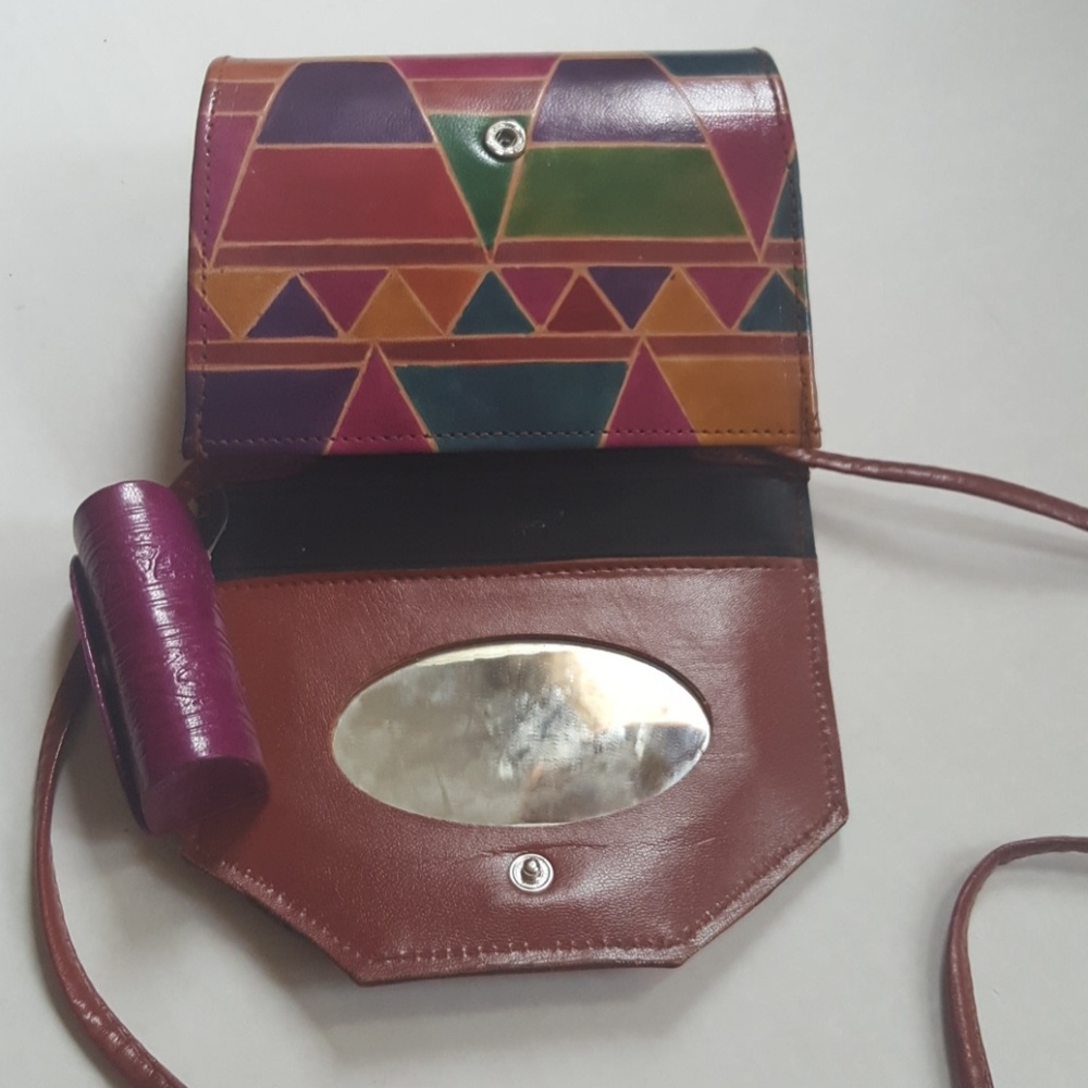 Geometric print vintage leather purse crossbody - Picture 7 of 8